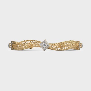 Brazalete de Diseño con Diamantes Redondos Cultivados en Laboratorio, Certificados por IGI, en Oro Amarillo/Blanco/Rosa de 14K con Detalles de Halo - Product Image 4