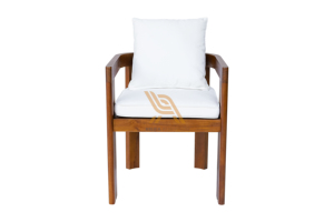 Contemporary Teak Outdoor <b>Armchair</b> With White Cushion Weather Resistant Garden Furniture - Product Image 2