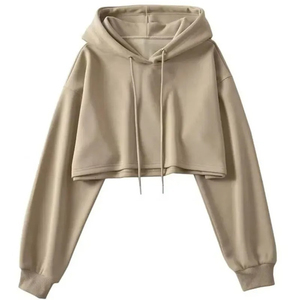 Women's Customizable Eco-Friendly Cropped Oversize Hoodie Hooded Pullover Sweatshirt Casual Winter Acid Wash Front Logo 100% - Product Image 3