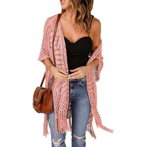 2025 Women's Open Front Knit Sheer <b>Cardigan</b> <b>Summer</b> Boho <b>Lightweight</b> Kimono Cover Ups Casual Style Plus Size Solid Print - Product Image 1