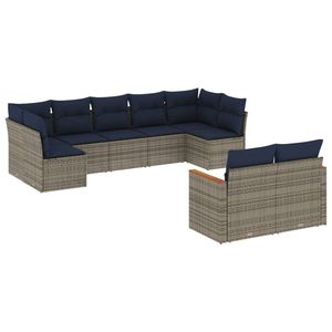 Conjunto de Sofá de Jardín de Ratán Sintético Gris con Cojines, 9 Piezas, Muebles de Exterior de Diseño Contemporáneo - Product Image 4