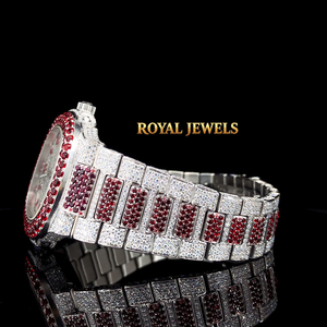Reloj de Cuarzo con Diamantes Moissanite para Hombre, Correa de Acero Inoxidable, Esfera Redonda, Analógico, Estilo Hip Hop - Product Image 4