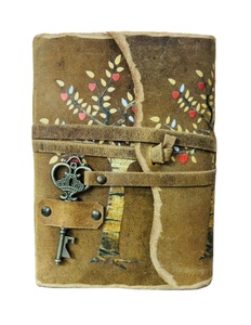 Carnet de notes/journal en cuir antique fait main, design Arbre de Vie vintage, reliure promotionnelle en papier, avec bord festonné - Product Image 1