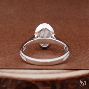 2ct oval cut lab grown diamond engagement <b>ring</b> in bezel setting with channel band <b>crafted</b> in 10k white gold - Product Image 2