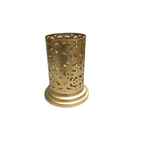 Porte-bougie décoratif en métal ajouré, lanterne cylindrique géométrique pour bougies chauffe-plat - Product Image 4