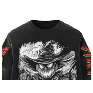 Sweat-shirt en coton 100% noir pour homme et femme, imprimé numérique effet soleil décoloré, motif effrayant d'horreur, idéal pour l'Halloween et l'hiver - Product Image 3