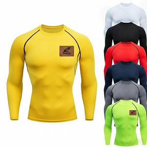 OEM Service Custom Logo Long Sleeve Gym Compression <b>Shirt</b> 100% Cotton Solid Pattern - Product Image 1
