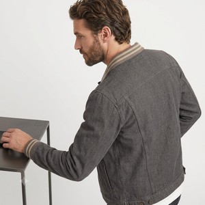 Veste en jean délavé pour homme, col rabattu, fermeture boutonnée, couleur unie, coupe classique, en coton, pour l'automne - Product Image 5