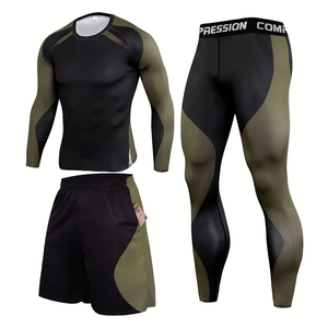 2026 Black & Red 3PCS Sportswear Set Long Sleeve Top Pocket Leggings & Shorts Lightweight Stretchy Outdoor Fitness Suits - Product Image 1