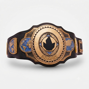 Ceinture de lutte unisexe adulte Ronpex International en cuir et laiton, épaisseur 1,5 cm, 5 kg, 1,8 m, doublure en coton doux, pour le championnat mondial - Product Image 1