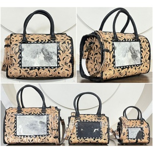 Ready to Ship Wholesale Price Hand <b>Tooled</b> <b>Leather</b> Large Speedy Bag for Women's Cowhide Travel Duffle Bag Designer Crossbody Bags - Product Image 1