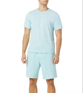 Ensemble T-shirt et short surdimensionné en coton lavé respirant pour homme, style streetwear délavé à l'acide, collection été 2026 - Product Image 5