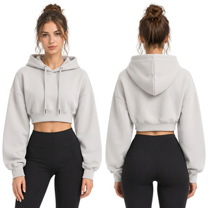 Wholesale Custom <b>Womens</b> Crop Sweatshirts Manufacturer Hooded <b>Tops</b> Supplier Private Label Clothing For US <b>UK</b> Europe Fashion - Product Image 2