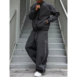 Survêtements unisexes en molleton respirant avec logo imprimé par transfert thermique style graffiti personnalisé, pantalons évasés superposés et sweat-shirts pour hommes - Product Image 4