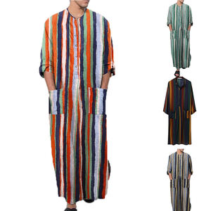 Ropa Islámica de Algodón Transpirable al por Mayor, Jubba Saudí de Manga Larga Lisa, Diseños de Túnica Musulmana Thobe para Hombre - Product Image 3