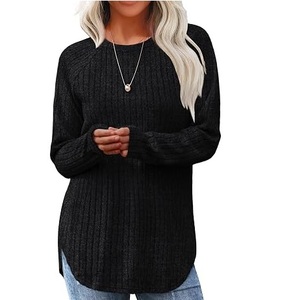 Pull en molleton jacquard rose surdimensionné pour femme, col rond, manches longues, respirant, personnalisé OEM, haute qualité - Product Image 5