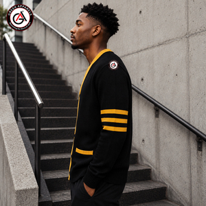 Wholesale Alpha | Phi Fraternity <b>Men's</b> Acrylic <b>Cardigan</b>-Custom Style Quick Dry & Breathable Winter <b>Cardigan</b> - Product Image 3