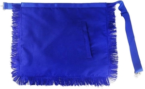 Tablier maçonnique en satin bleu brodé avec franges, symbole œil et compas, fermeture réglable, pour usage artisanal - Product Image 2
