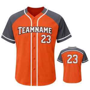 Jersey de Softbol Sublimado con Botones para Mujer, Corte Ajustado, Naranja y Gris, Uniforme Personalizado para Equipo con Número Impreso en la Espalda - Product Image 1