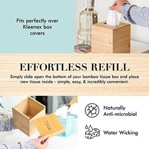 Caja de pañuelos de bambú elegante al por mayor - Diseño minimalista ecológico - Product Image 3