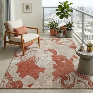 Tapis en laine tufté sur mesure avec une texture riche et des détails artistiques pour un revêtement de sol intérieur élégant - Product Image 5