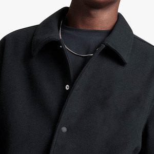 Unisex Black Varsity <b>Jacket</b> Stand Collar Double Breasted Casual Winter Wear <b>Fleece</b> Windproof <b>Thick</b> Streetwear Regular Fit - Product Image 2