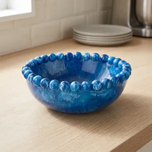 Bol en résine indienne poli à la main, design moderne et luxueux, écologique, élégant, compatible lave-vaisselle, empilable, pour salade et mariage - Product Image 6