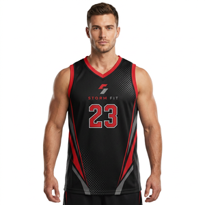Maillot de basket sublimé Storm Fit pour homme, col en V, sans manches, anti-humidité, 100 % polyester, tenue d'équipe, numéro 23 - Product Image 1