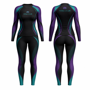 Conjunto de Yoga de 2 Piezas para Mujer, Cuello Redondo, Manga Larga, Cintura Media, Spandex Transpirable, Sin Costuras, Absorbe el Sudor - Product Image 1