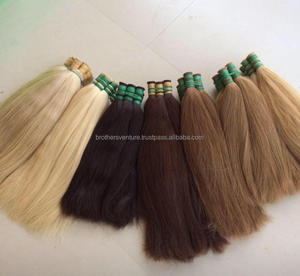 Venta al por mayor Raw Virgin Remy Human Hair Unwefted Bulk con Color Natural Double Drawn Indian Single Unit Bag Wave Style - Product Image 1