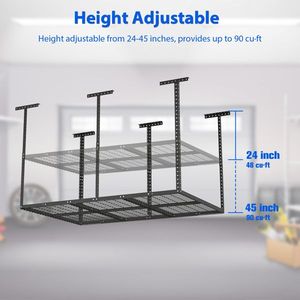 Heavy Duty 4 Ft. X 6 Ft. Metal Overhead Garage Storage Rack Ceiling Mounted Garage Shelves - Product Image 3