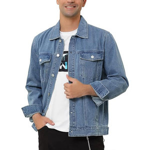 Customized Men Spring Woven Denim <b>Jacket</b> Distressed Frayed Patchwork Plaid <b>Trucker</b> Streetwear Vintage Washed Jean Denim <b>Jacket</b> - Product Image 1