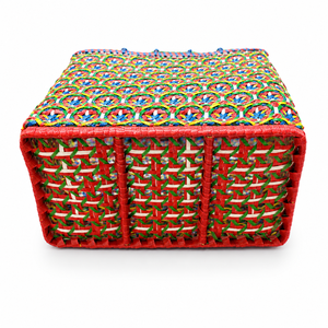 Cesta de Almacenamiento de Tiras de Nylon Tejida a Mano con Asas Dobles, Cesta Utilitaria Colorida para Compras y Organización - Product Image 5