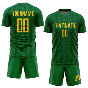 Ensemble de maillots de football à motif vert entièrement sublimé, ensemble de maillots personnalisés pour hommes, kits d'entraînement respirants, production en gros OEM - Product Image 1