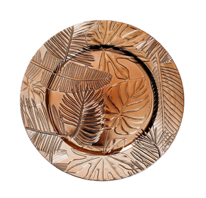 Modern honeycomb copper charger <b>plate</b> with a geometric hexagonal pattern and matte finish. Available at wholesale price serially - Product Image 5