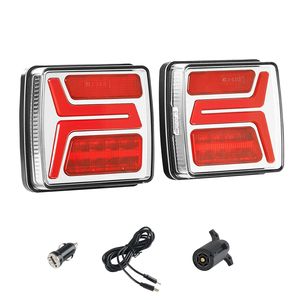 Kit de 2 Luces Traseras LED Cuadradas Magnéticas Inalámbricas de 12V para Remolque, Color Personalizado, con Funciones de Freno, Direccional y Luz de Matrícula - Product Image 1