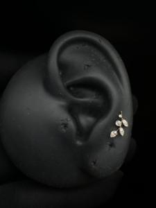 Refined 14K <b>Gold</b> Lab Grown Diamond Vine Leaf <b>Earring</b> With Elegant <b>Cartilage</b> Climber Design - Product Image 1
