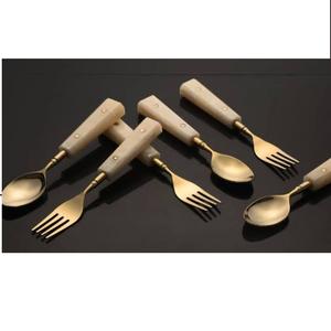 Indian Handcrafted Wooden Handle Nickel Plated Cutlery Set Modern Design Flatware Set Bulk Quantity Cheese Cutting <b>Tool</b> - Product Image 4