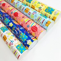 Papier d'emballage cadeau pour gâteaux d'anniversaire et ballons, rouleaux de papier couché écologique, impression gravure double face, pâte vierge 80 g/m²