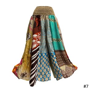 Silk Layer Palazzo Pants Wide Leg High Waist Drawstring Closure Eco-Friendly <b>Patchwork</b> Boho Hippie Summer Maxi <b>Skirt</b> Women Funky - Product Image 6