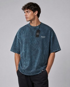Camiseta Oversize para Hombre con Lavado Ácido y Mineral, Ajuste Holgado, Estilo Vintage, Servicio OEM, 100% Algodón, Transpirable, Secado Rápido - Product Image 1