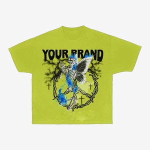 เสื้อยืดโอเวอร์ไซส์ผู้ชายผ้าฝ้ายเฟรนช์เทอร์รี่ 280 GSM สีน้ำเงิน พิมพ์ลายพัฟฟ์ด้วยเทคนิค DTG พร้อมโลโก้สั่งทำพิเศษ เสื้อยืดผ้าฝ้าย 100% สำหรับผู้ชาย ทรงหลวม พิมพ์ลาย - Product Image 6