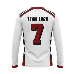 Maillot de basketball personnalisé blanc, rouge et noir – Maillot d'échauffement à manches longues pour équipe, maillots d'entraînement de performance sublimés - Product Image 2