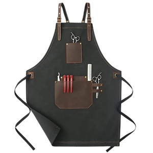 Delantal de peluquería de cuero con bolsillos para herramientas, capa de barbero duradera para hombres - Product Image 1