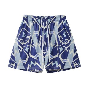 Blue Gold Vortex Spiral Tie Dye Sublimation Breathable <b>Mesh</b> Drawstring Customizable Sports Shorts Quick Dry - Product Image 4