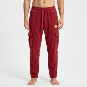Mens Autumn Winter Thick Fleece Cargo Sweatpants Comfortable Loose Fit Elastic Waist Track Pants Multi Pocket Joggers - Product Image 2