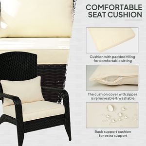Sedia Adirondack da Esterno in Vimini Bianco Crema con Cuscini Morbidi e Seduta Inclinata - Product Image 5