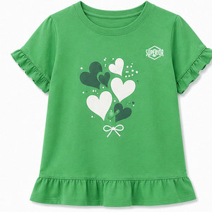 Soft Touch Girls Short Sleeve O-Neck Knitted T-Shirt Comfortable Lightweight Fabric Trendy Casual Kids Clothing - Product Image 1