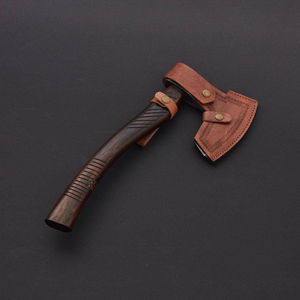 Hache Tomahawk artisanale en acier Damas avec manche en bois de rose, hache de camping en acier Damas pour activités de plein air - Product Image 2