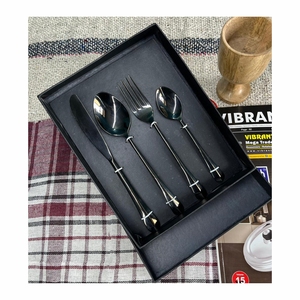 Luxury Stainless Steel Cutlery <b>Set</b> 24pcs Hammered Silver Flatware <b>Set</b> Food Grade <b>Spoon</b> <b>Fork</b> <b>Knife</b> Tableware Cutlery <b>Set</b> With Box - Product Image 3